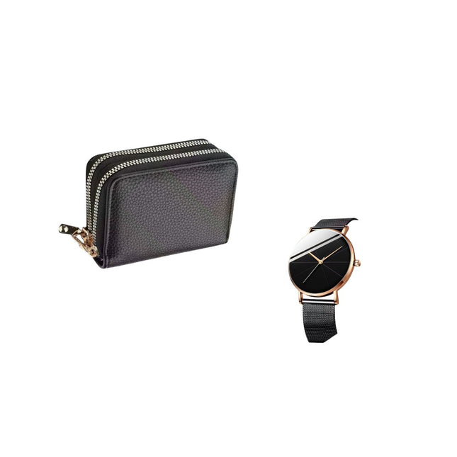 Pack Billetera Negra y Reloj Negro