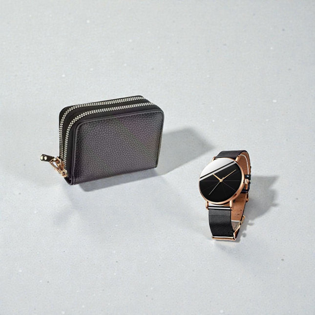 Pack Billetera Negra y Reloj Negro