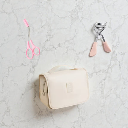 Pack Organizador beige, Rizador y Tijera de Cejas